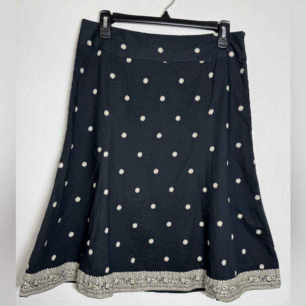 Vintage 2004 GAP Black Cotton Skirt Sz 8 Boho Cottagecore Floral Print Y2K